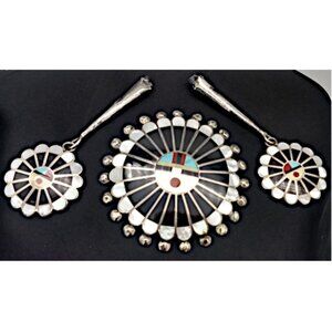 Zuni Native American Sunface Kachina Bolo Elements